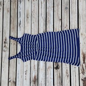 Old Navy Navy & White Striped Tank Dress Size Medium Stretch Casual